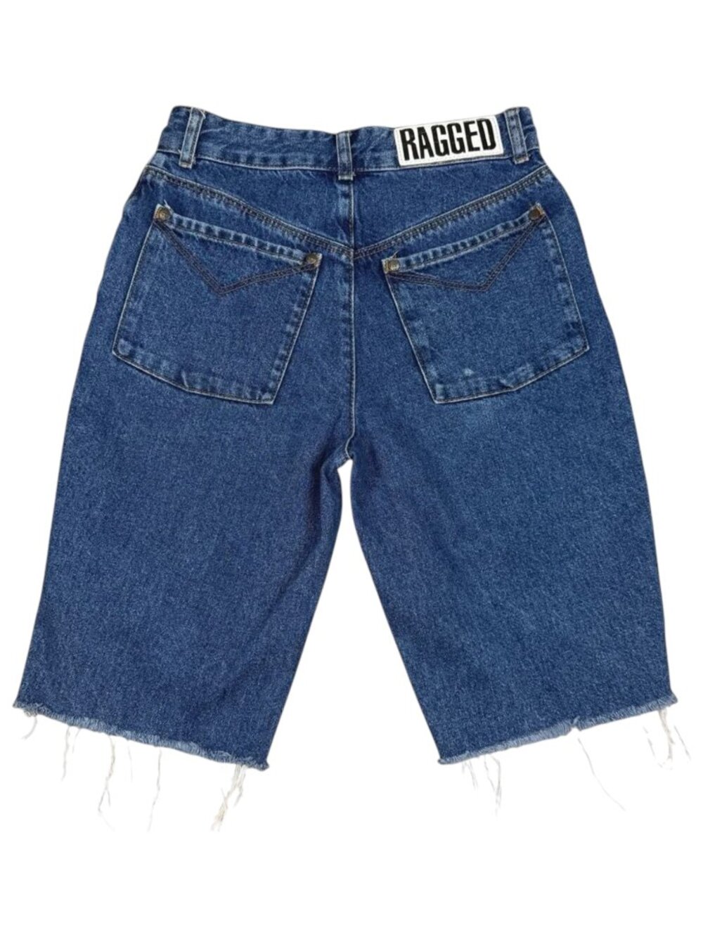 The Ragged Priest Denim Shorts Womens 27 Bermuda High Rise Raw Hem